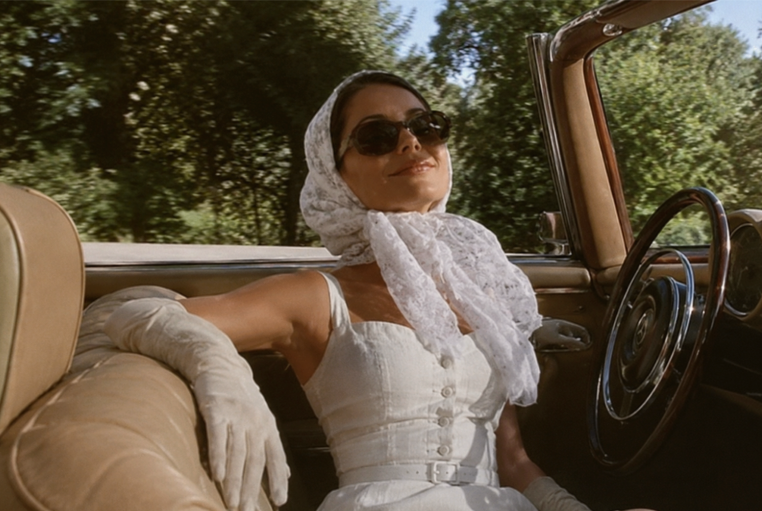 Vintage convertible at golden hour